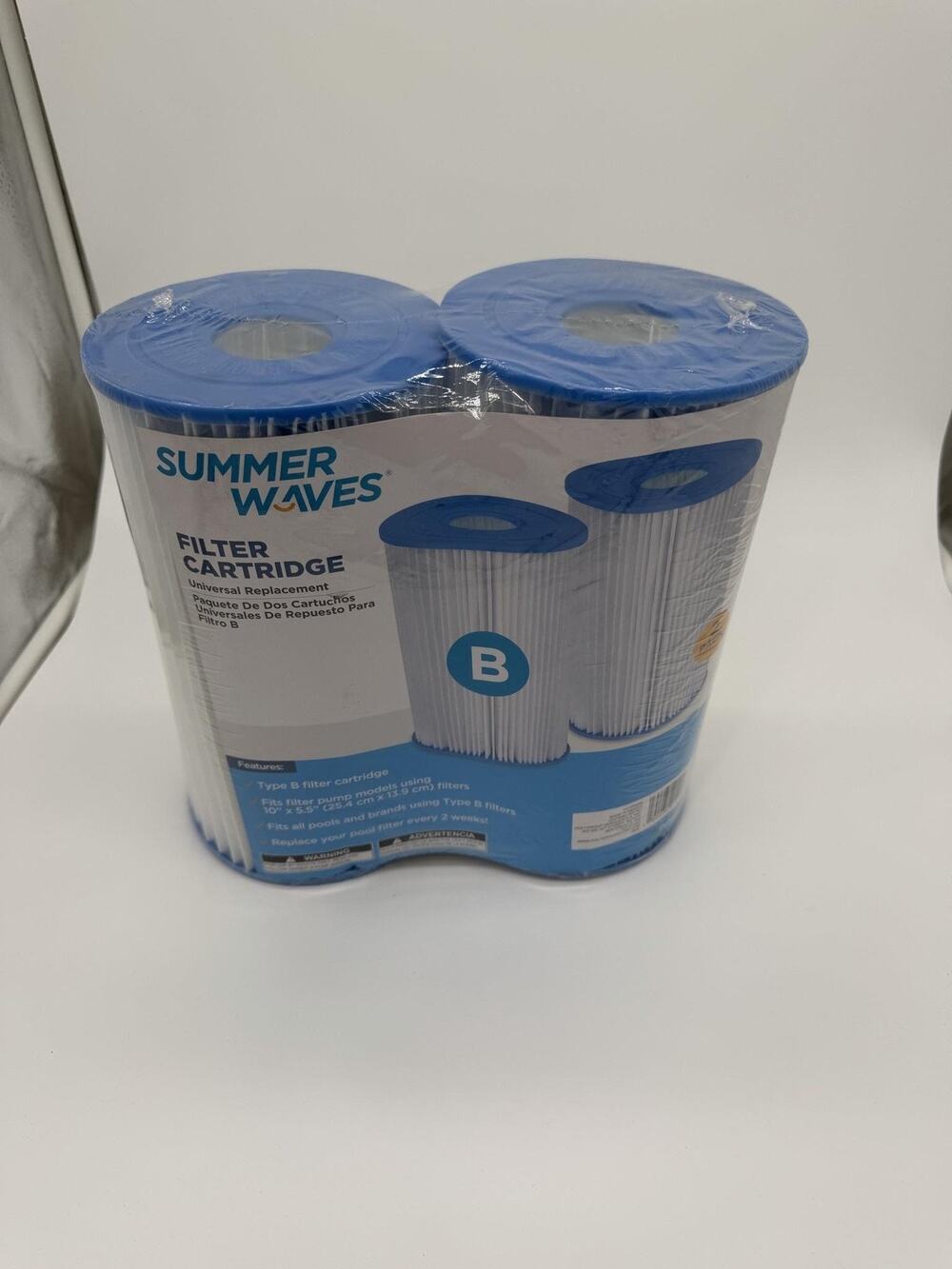 Summer Waves Blue Type B Filter Cartridge 2 Pack Pool Pump Replacement Universal